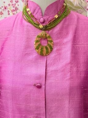 VTG Charlotte Kellogg Palm Beach Raw Silk Tunic, Resort Wear, Fuscia/Pink